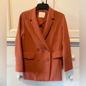 Wilfred 2XS (xxs) double breasted jacket. Color orange/peach family. Aritzia.